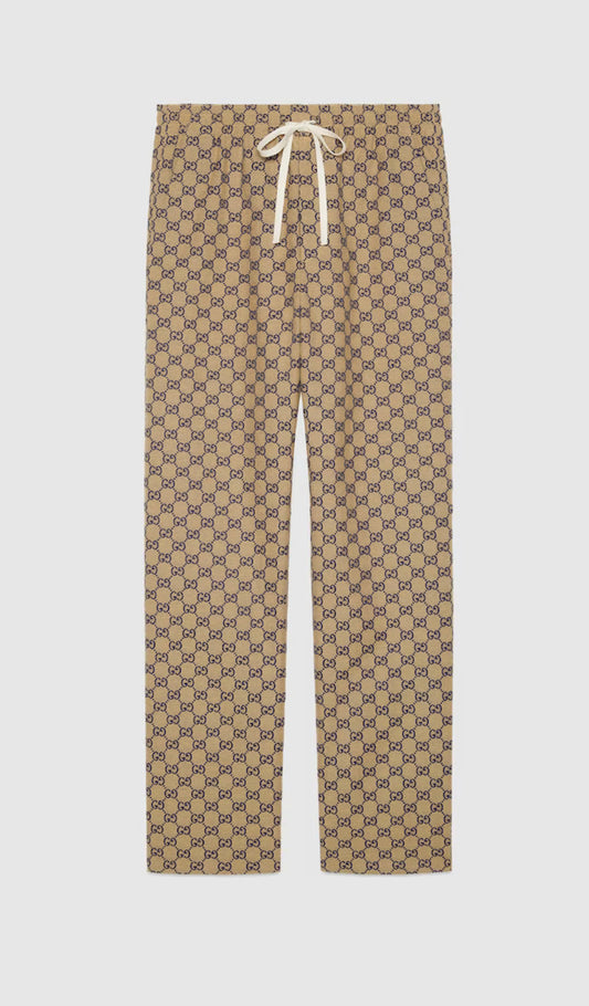 Brand new GG CANVAS TROUSERS WITH LEATHER INTERLOCKING G